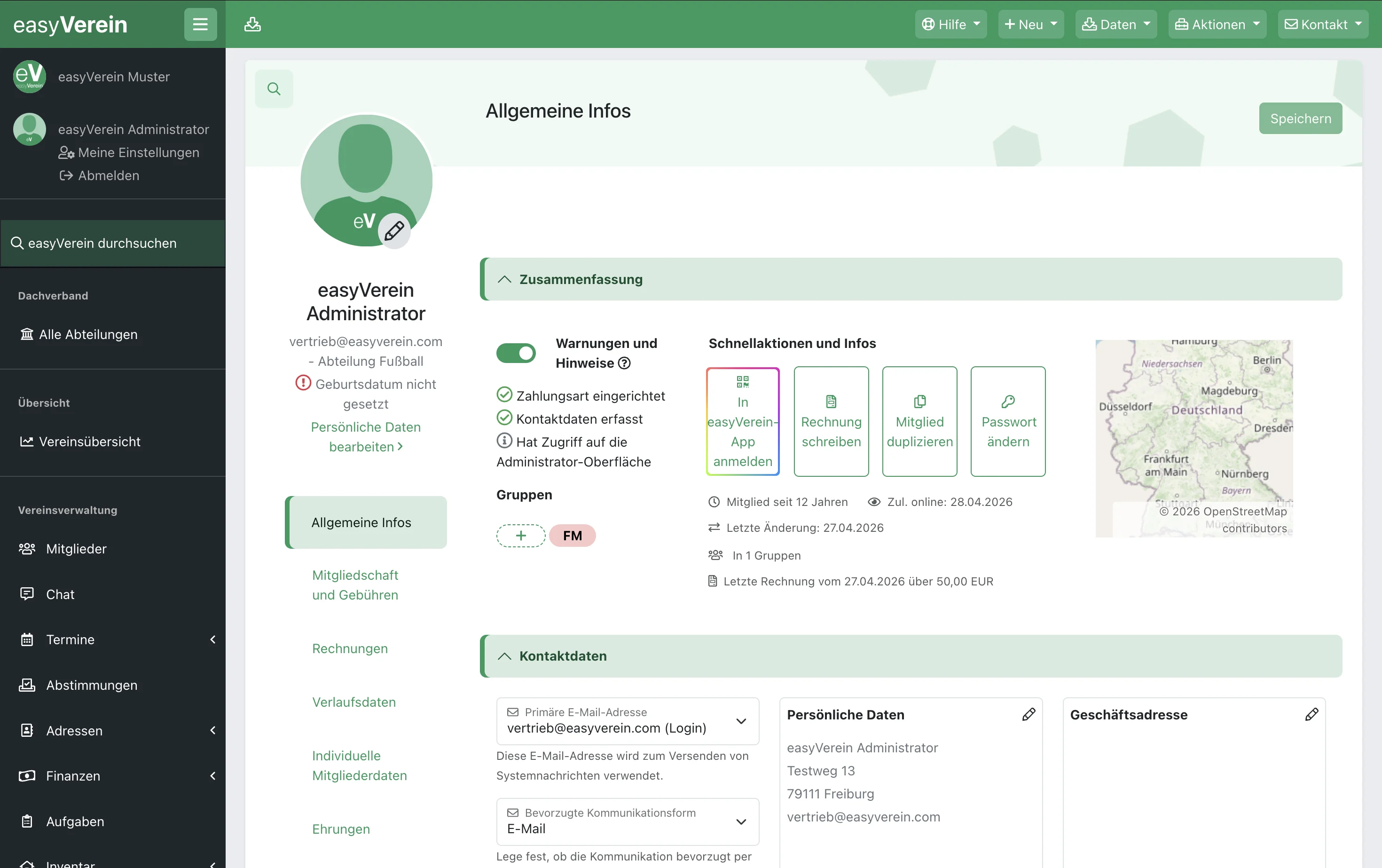 Screenshot Mitgliederverwaltung