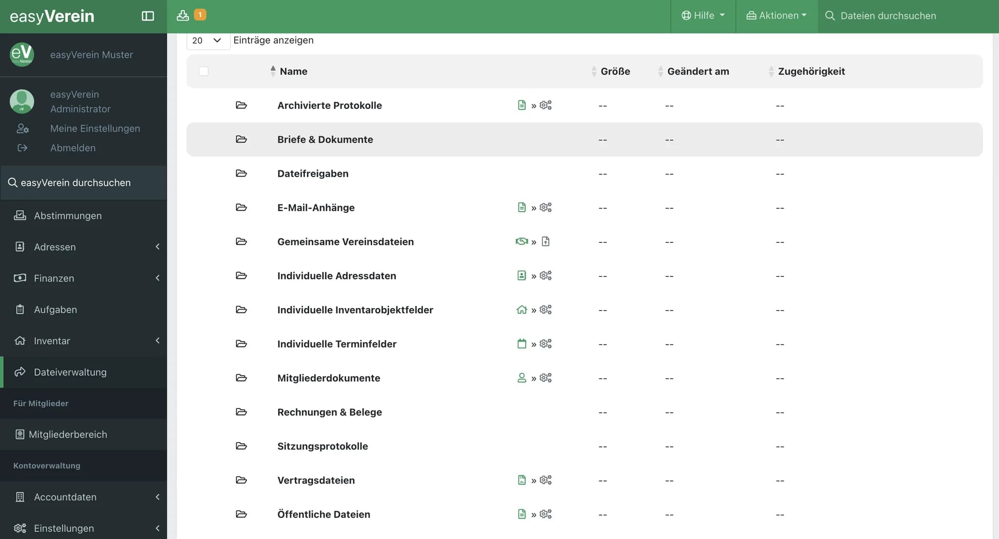 Screenshot Dateiverwaltung