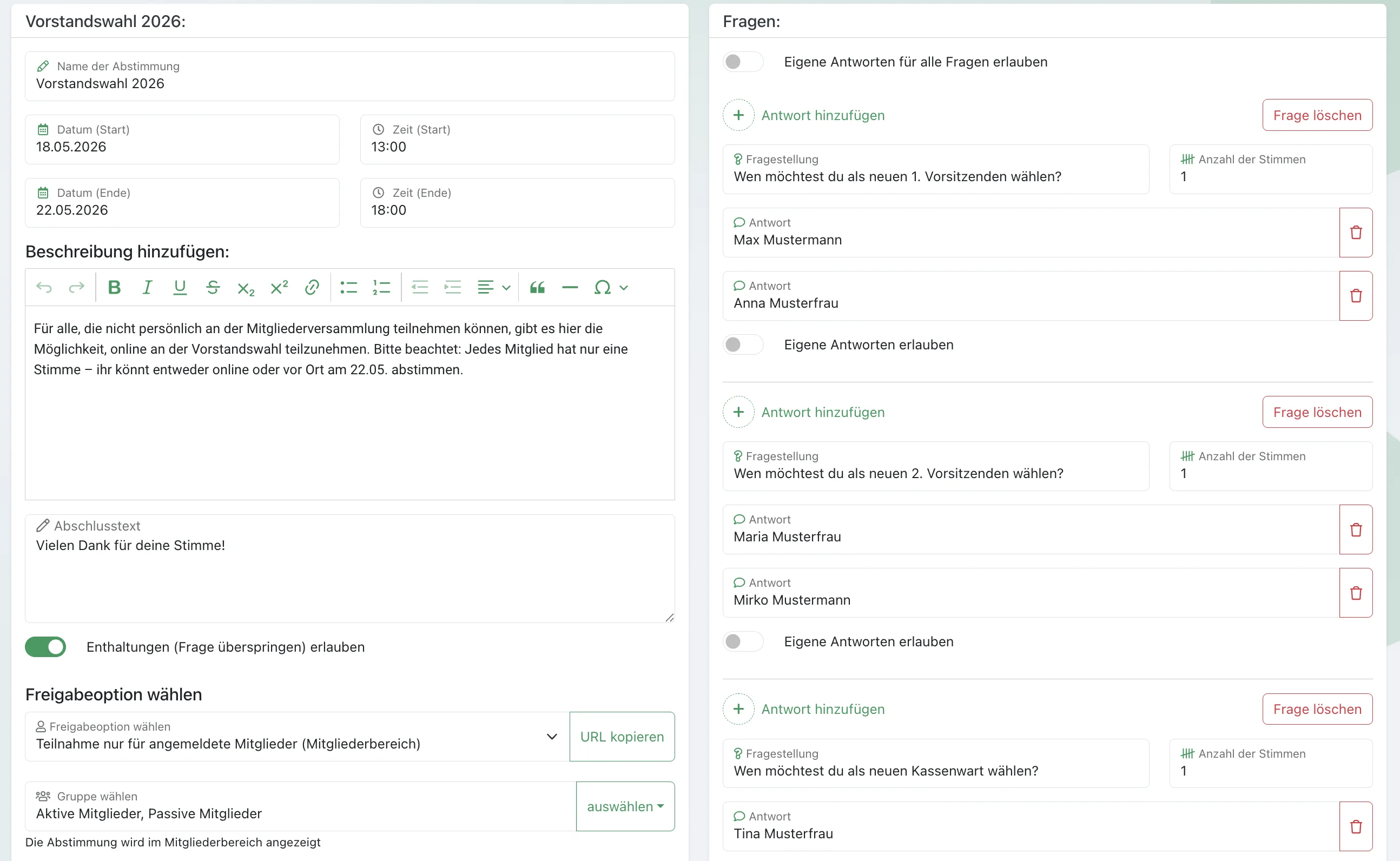 Screenshot Abstimmungen