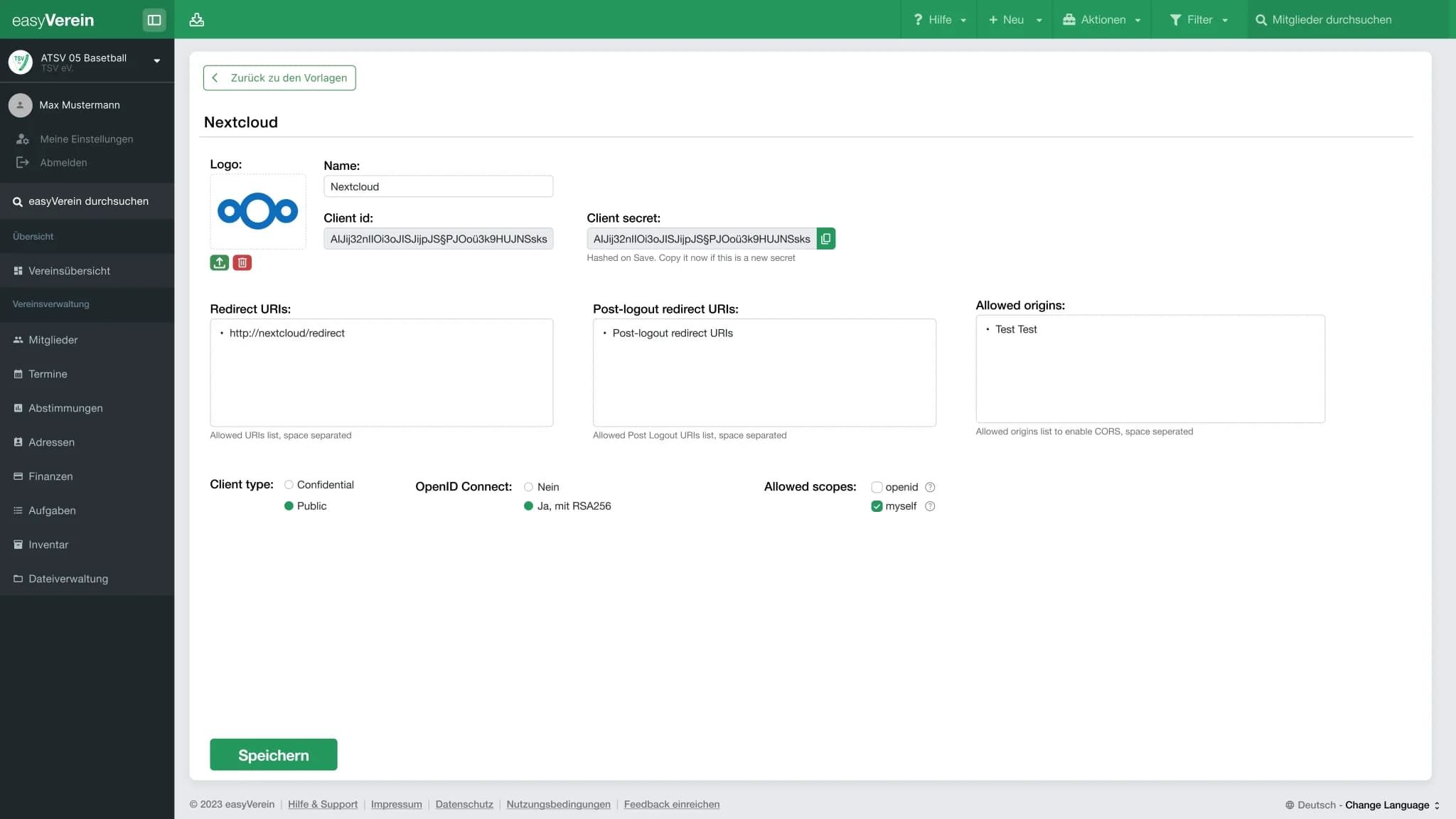 Screenshot Identity Provider